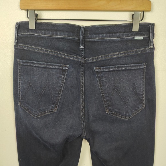 MOTHER The Stunner Zip Two Step Fray Jeans Womens 30 Dark Wash Last Call Skinny - Picture 6 of 12